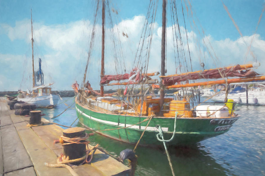 Ships in the Harbor Watercolor Painting Photograph by Debra and Dave Vanderlaan
