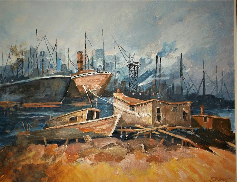 Shipyard at Dusk Painting by Al Brown