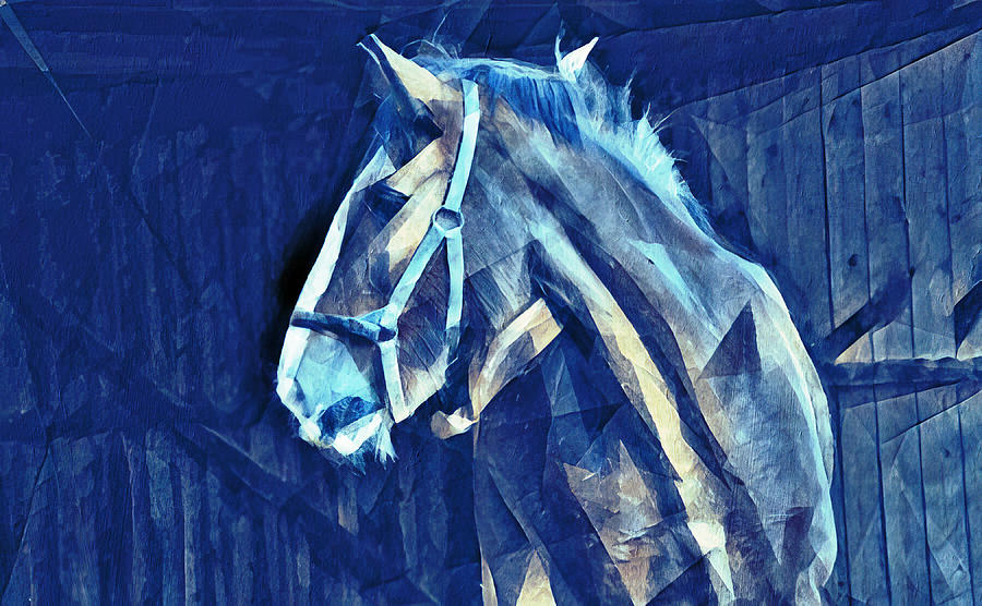 Shire horse in stable in the cubist style  Digital Art by Nicko Prints