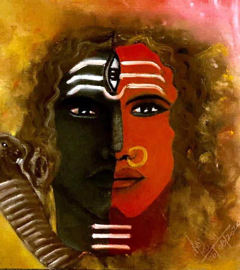 Shiv Shakthi Painting by Lakshmi Rajagopal | Fine Art America