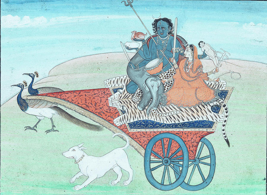 Lord Shiva as Kala Bhairava with Varahi Kangra carried by Peacock ...