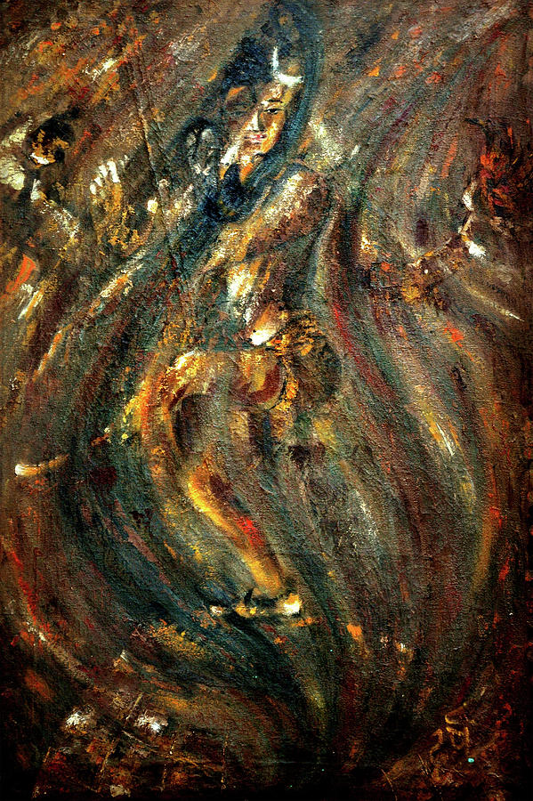 Abstract Painting - Shiva Eternal Dance - Vintage by Harsh Malik