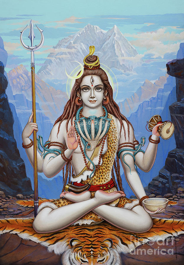 Shiva in Himalayas Painting by Vrindavan Das