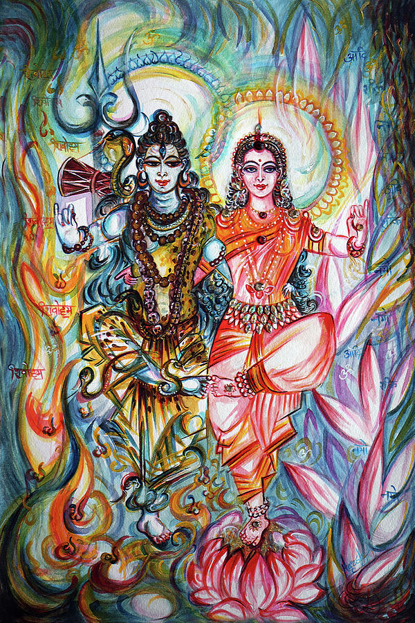 Abstract Painting - Shiva Parvati - dancing  by Harsh Malik