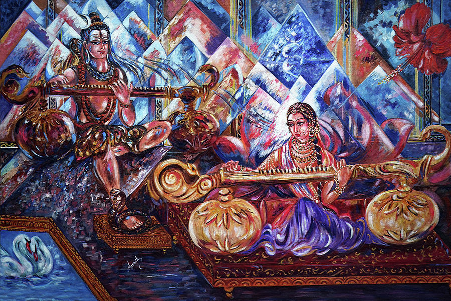 Shiva Parvati Painting by Harsh Malik