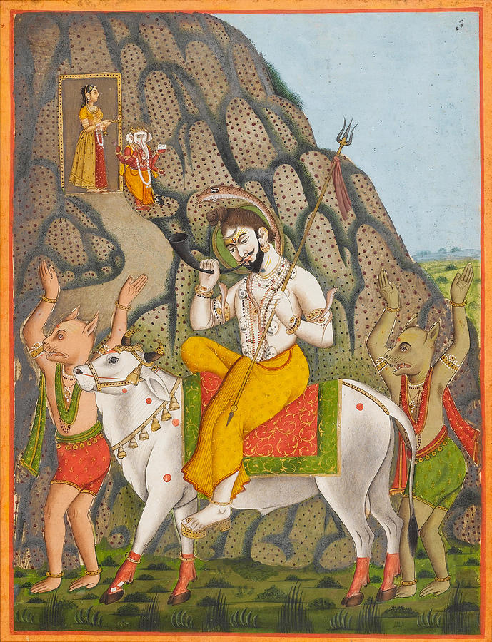 Shiva Riding On Nandi In Painting by Artistic Rifki