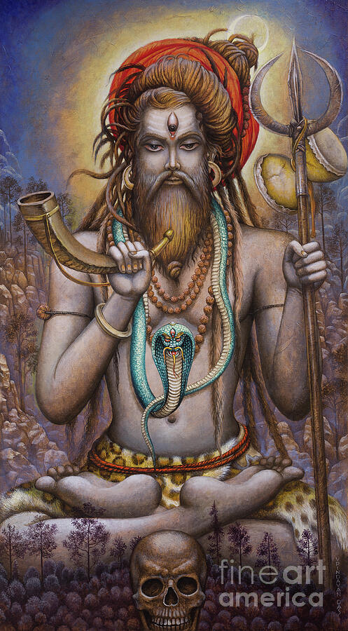 Shiva with  horn Painting by Vrindavan Das