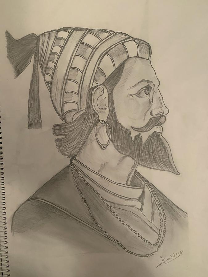Maratha Empire Hinduism Chhatrapati, Shivaji Maharaj Sketch, white, face,  hand png | PNGWing