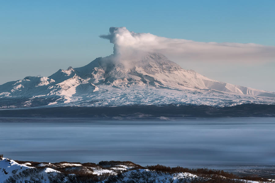 Shiveluch Volcano - eruption active volcano of Kamchatka Peninsula Photograph by Geyzer