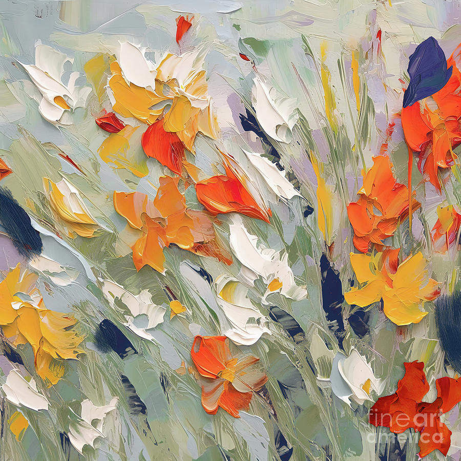 Abstract Flowers Painting - Shock of the Flowers I by Mindy Sommers