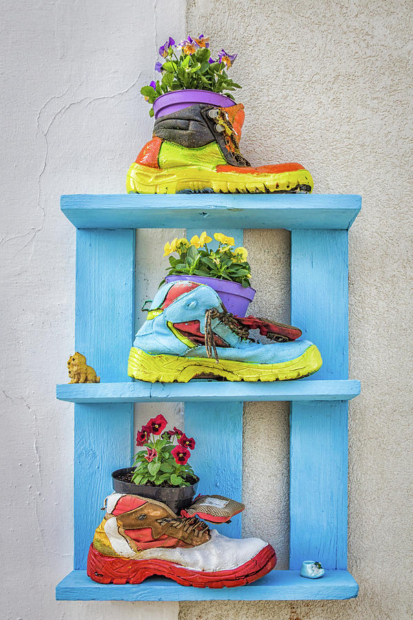 Shoe Flower Pots Photograph by Elvira Peretsman