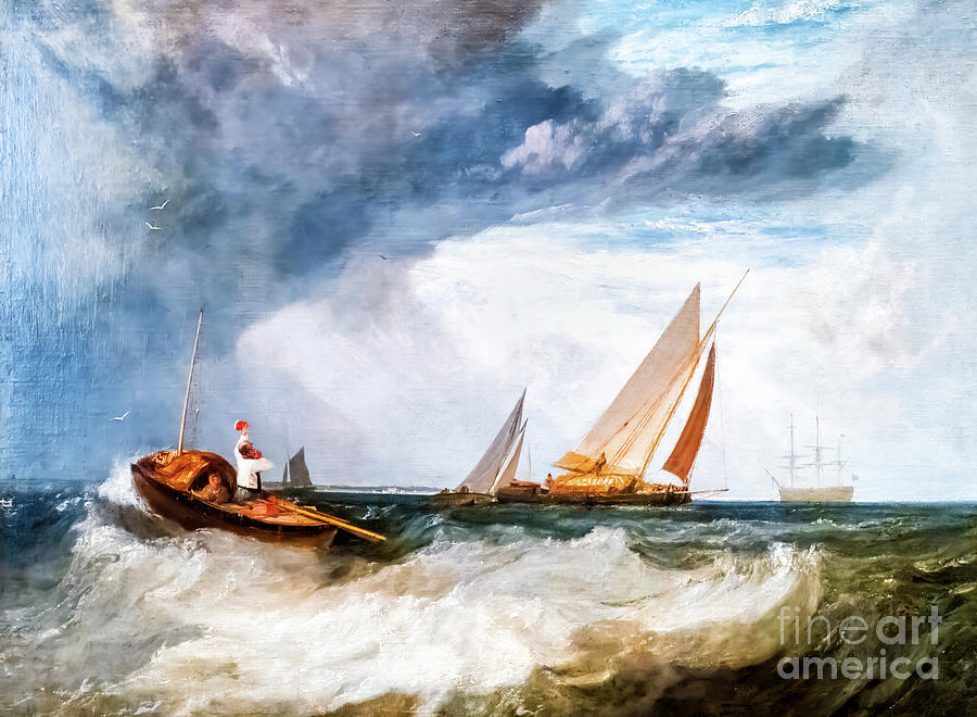 Shoeburyness Fisherman Hailing a Whitstable Hoy by JMW Turner 18 Painting by JMW Turner