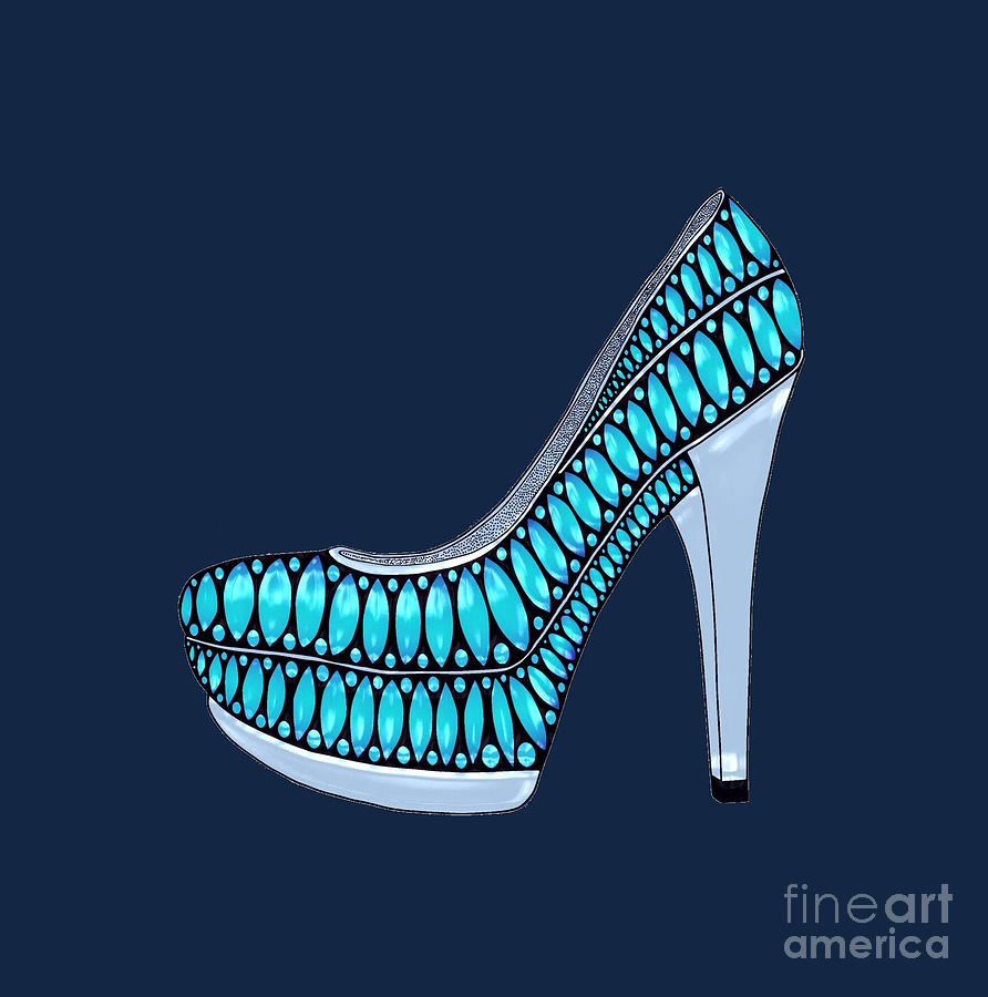 Clothing Drawing - SHOEDLES sky blue by Patricia Burke