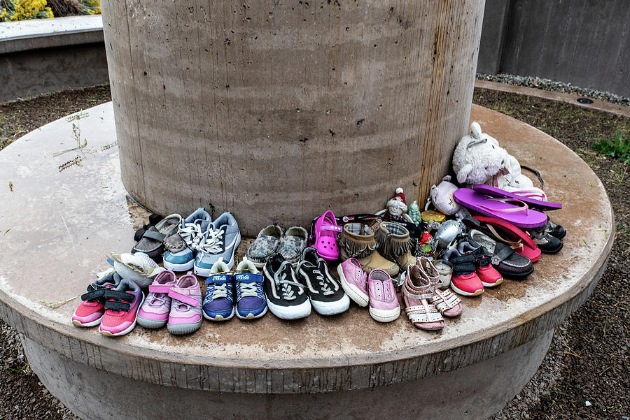 Shoes at Syilx Indian Residential School Memorial Photograph by Tom Cochran