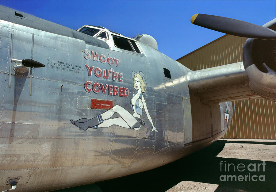 Shoot Youre Covered, Nose Art on a B-24 Liberator Photograph by Wernher Krutein