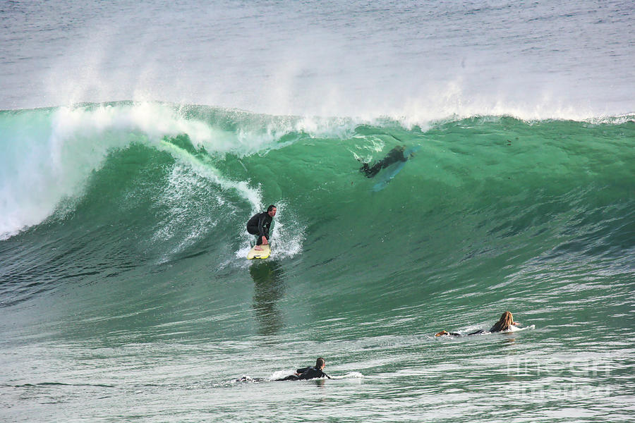 Shooting the Curl Surfing Pacific Coast California  Photograph by Chuck Kuhn