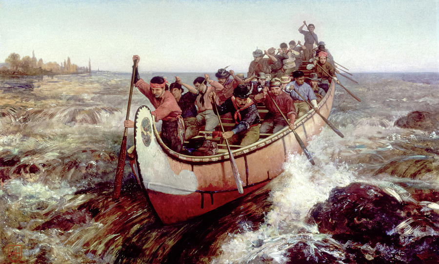 Native American Painting - Shooting the Rapids, Quebec, 1879 by Frances Anne Hopkins