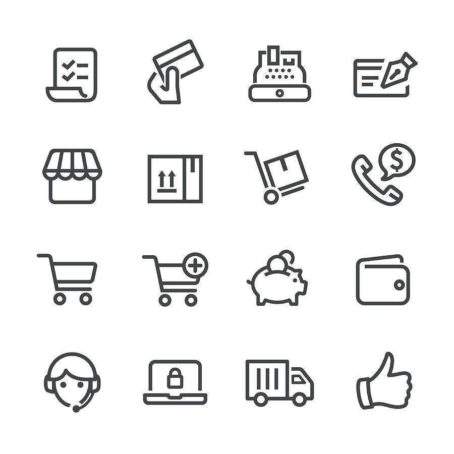 Shopping and E-commerce Icons - Line Series Drawing by -victor-
