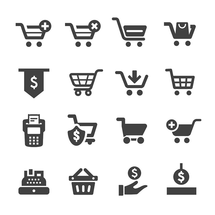 Shopping Cart and Cashier Icons - Acme Series Drawing by -victor-