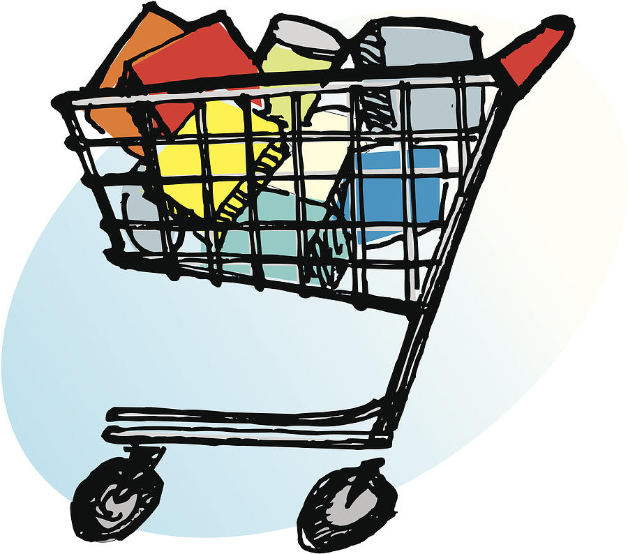 Shopping Cart color Drawing by Kycstudio