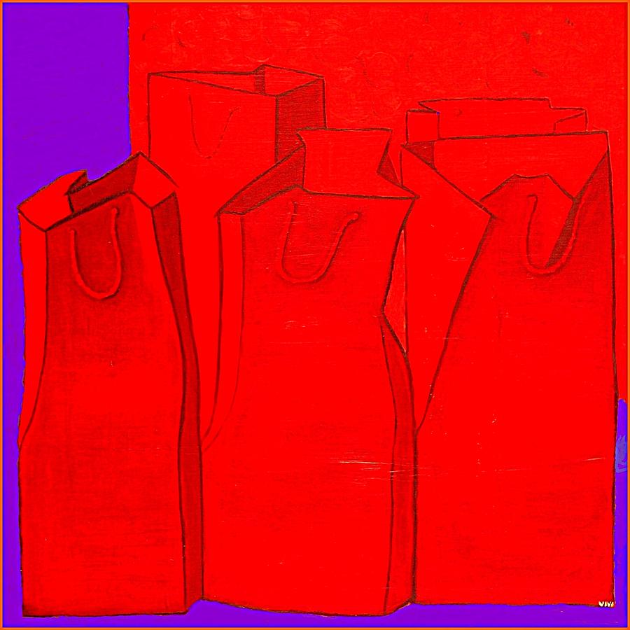 Shopping In Red Painting by VIVA Anderson