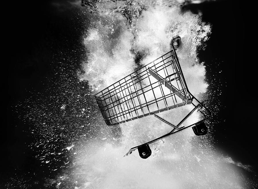 Shopping trolley underwater Photograph by Sean Gladwell