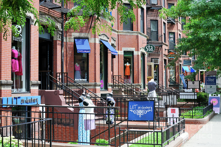 Shops on Newbury Street Photograph by Michael Neelon - Fine Art America