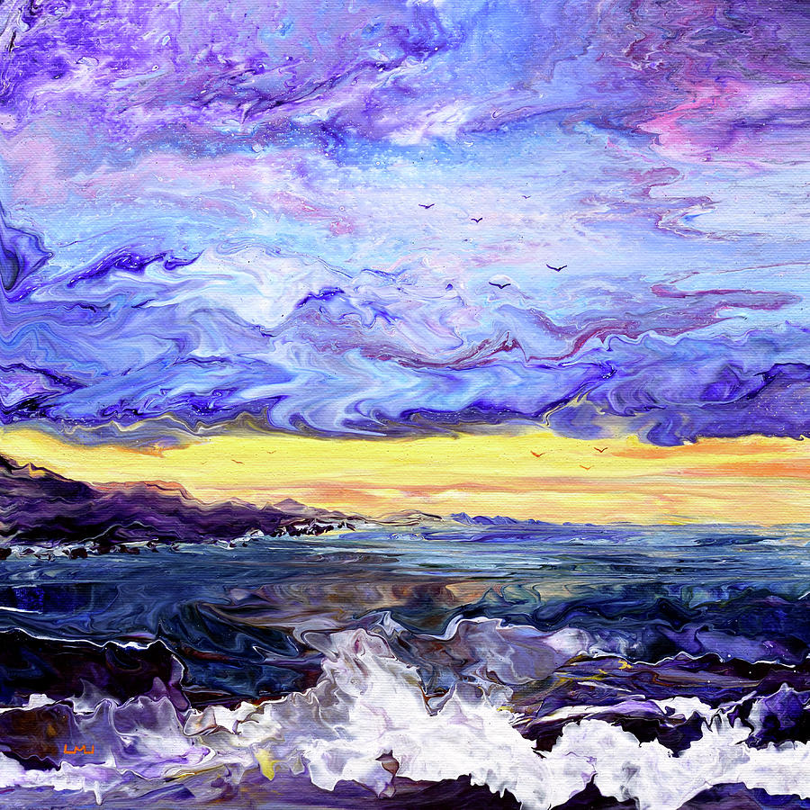 Shore at Purple Twilight Painting by Laura Iverson