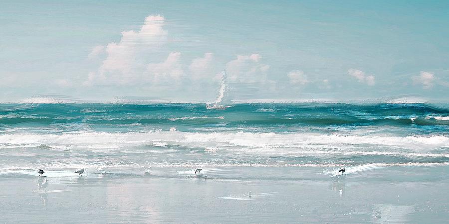 Shore Birds and a Sailboat by David Manlove Shore Birds and a Sailboat by David Manlove