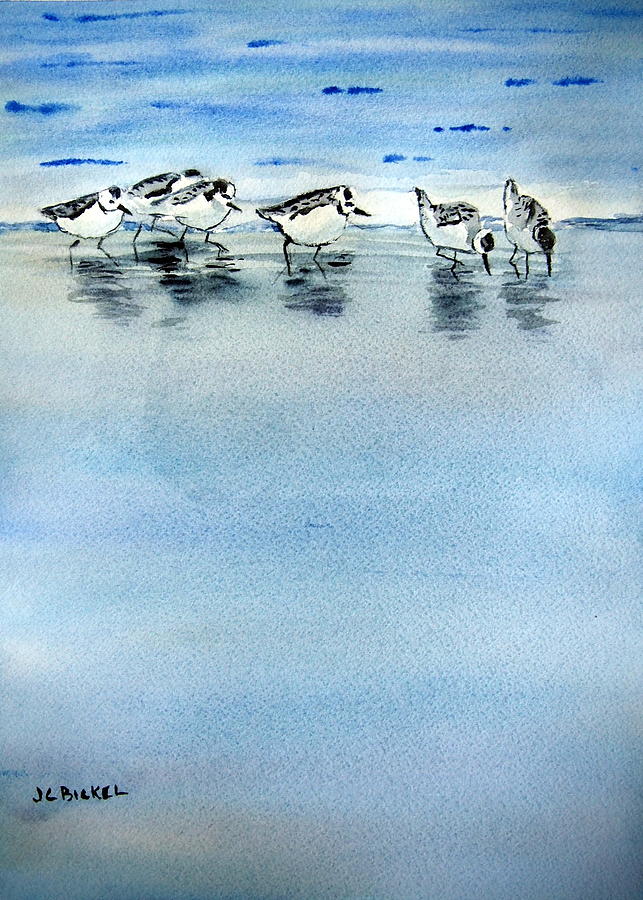 Shore Birds on the Beach Painting by Jacquelin Bickel