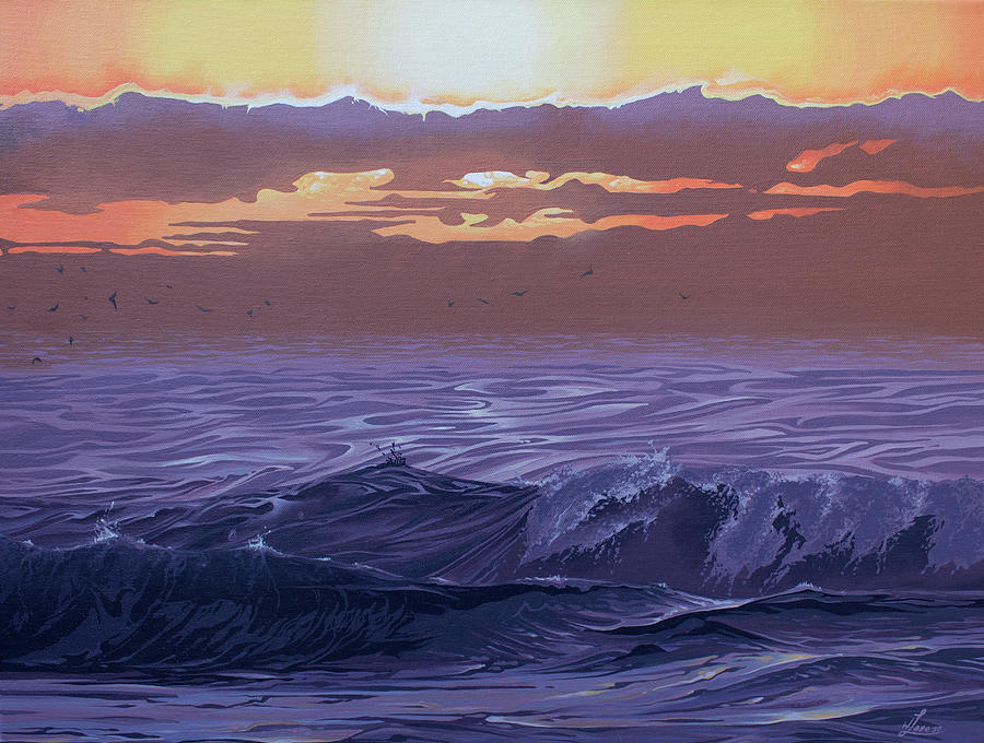 Shorebreak at Sunrise Painting by William Love
