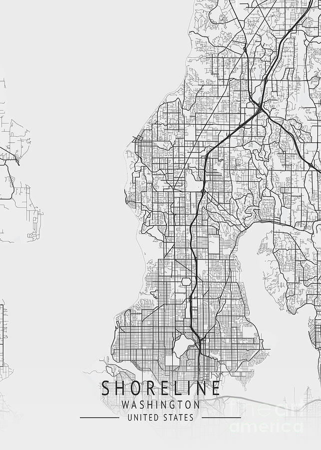 Shoreline Washington Us Gray City Map Digital Art By Tien Stencil