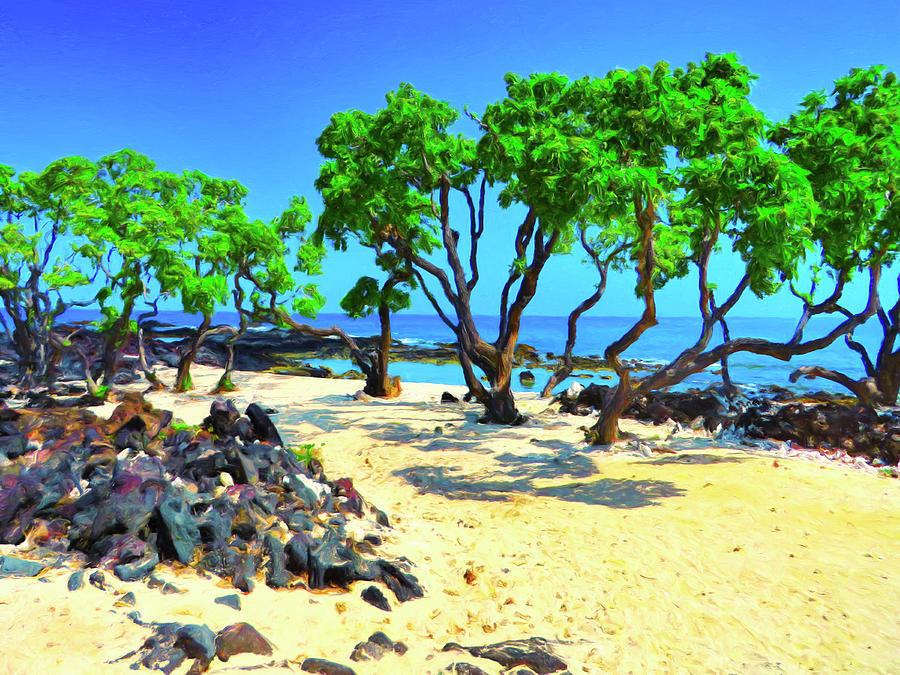 Shoreline at Kikaua Point Kona Painting by Dominic Piperata
