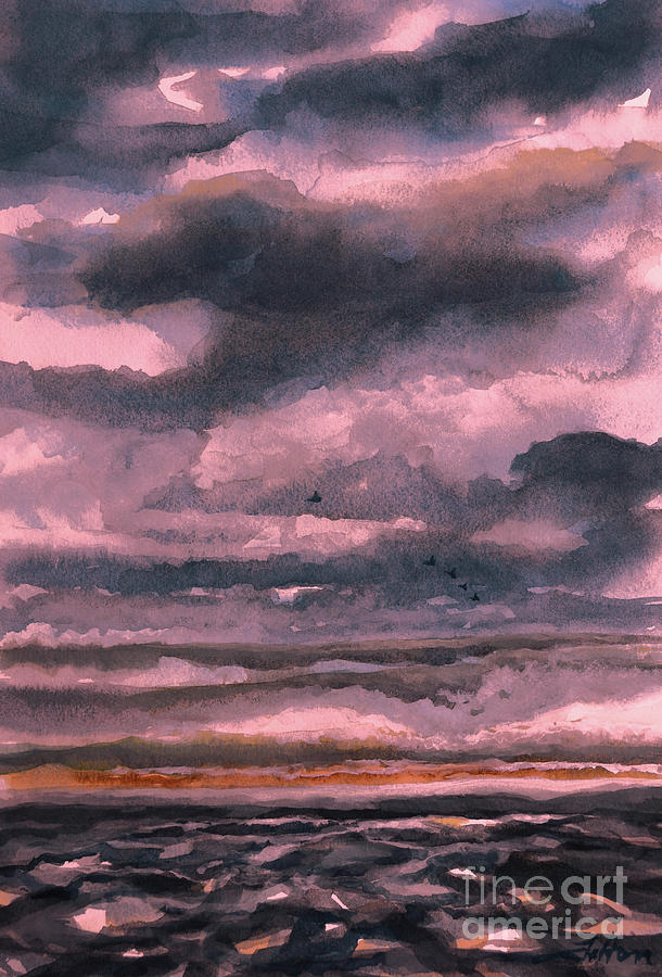 Shoreline Clouds 3-1-20 Painting by Julianne Felton