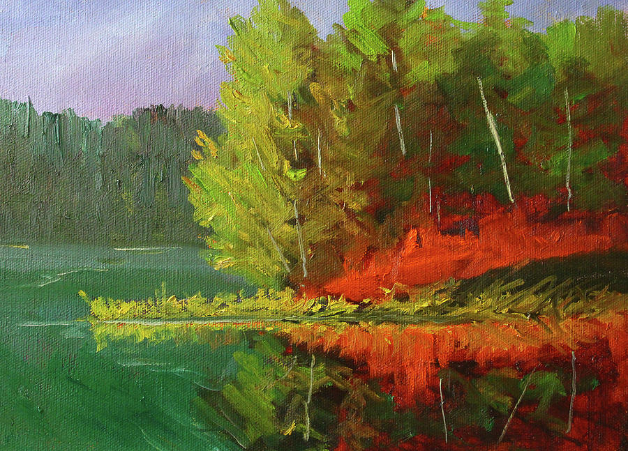 Shoreline Color Landscape Painting by Nancy Merkle