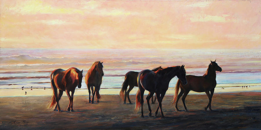 Shoreline Wanderers Painting by Anna Rose Bain