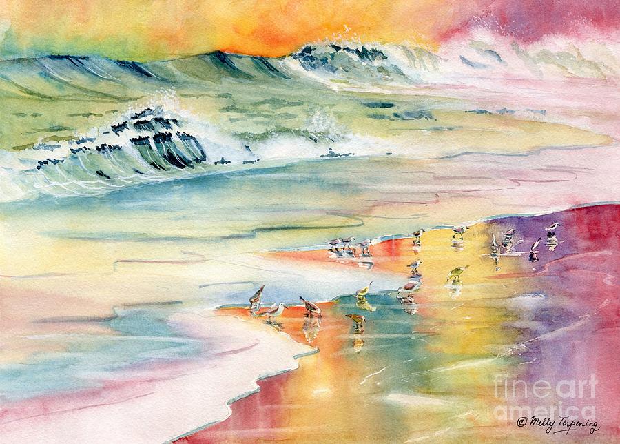 Shoreline Watercolor Painting by Melly Terpening