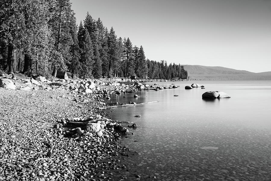 Shores of Tranquility - Lake Tahoe's Majestic Embrace In Black And ...