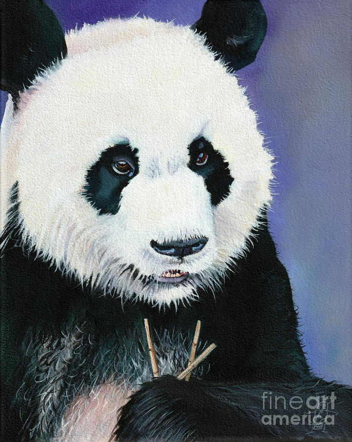 Panda Painting - Short straw gets the bamboo by J W Baker