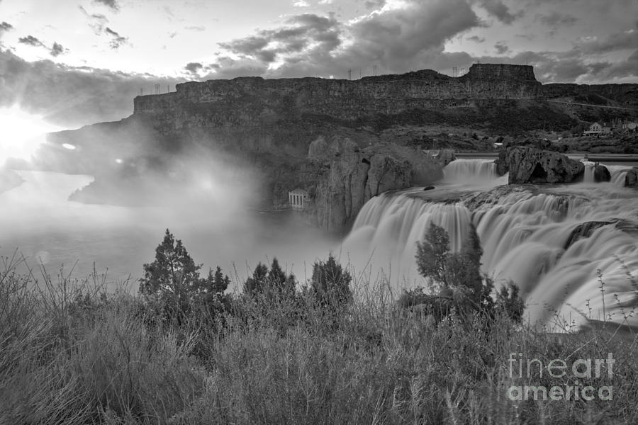 Shoshone Falls Sunset Black And White Photograph by Adam Jewell