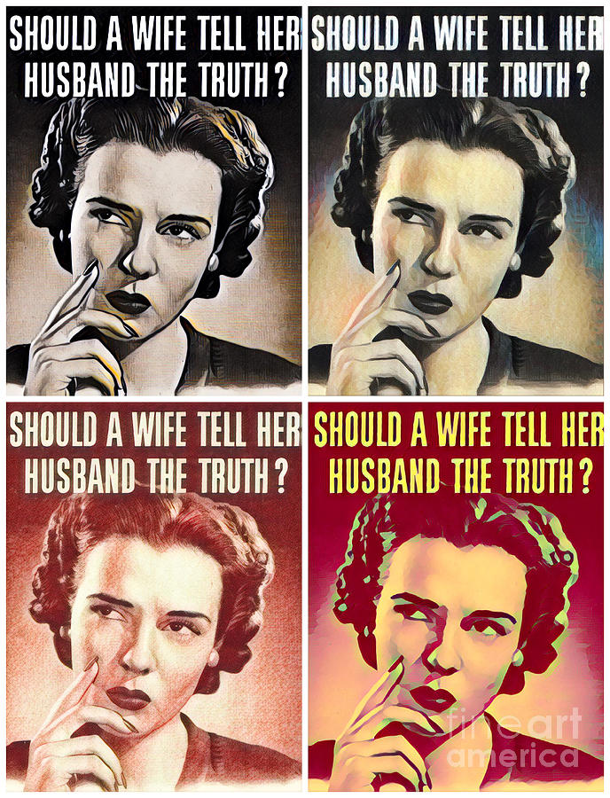 Should a Wife Tell Her Husband the Truth? Mixed Media by Sally Edelstein