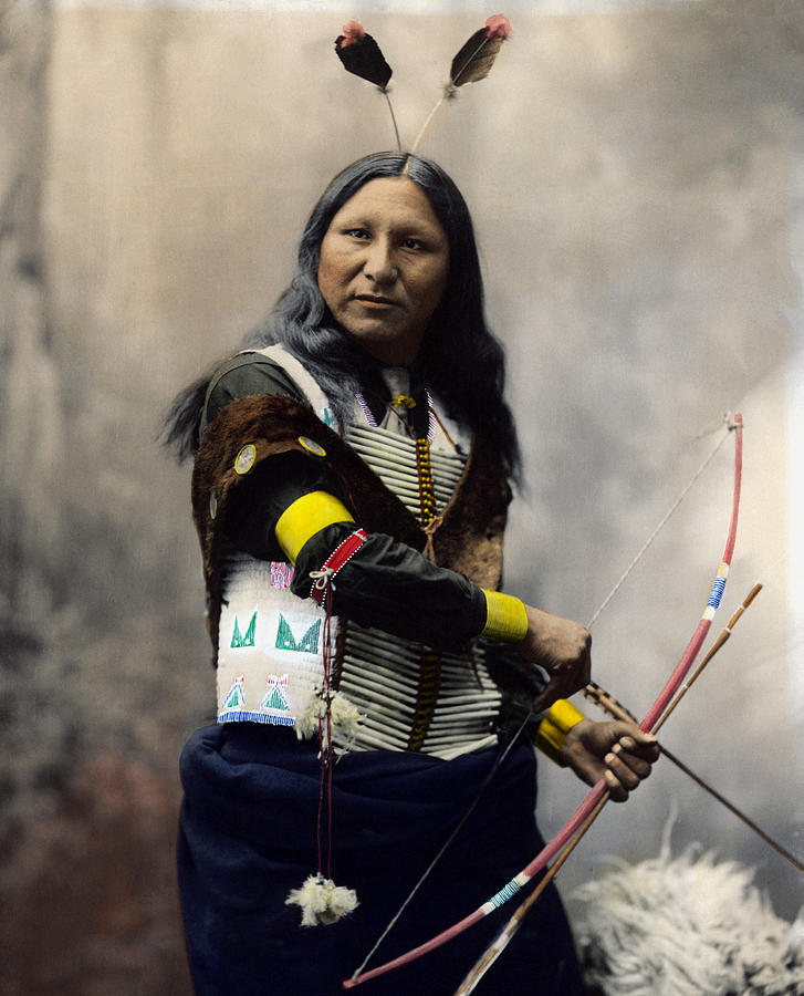 Shout At Portrait - Oglala Sioux - Circa 1899 Photochrom Photograph by War Is Hell Store
