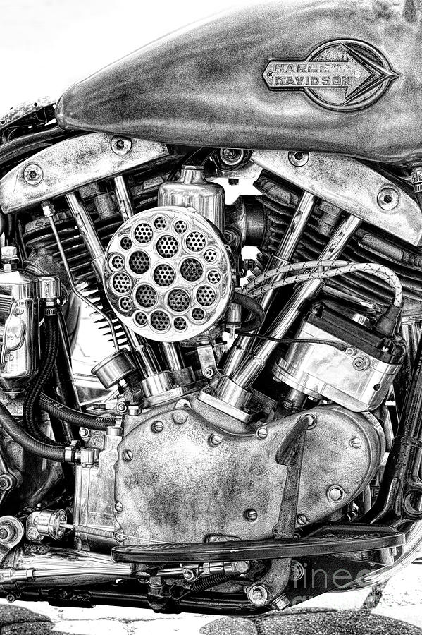 Vintage Photograph - Shovelhead Engine by Tim Gainey