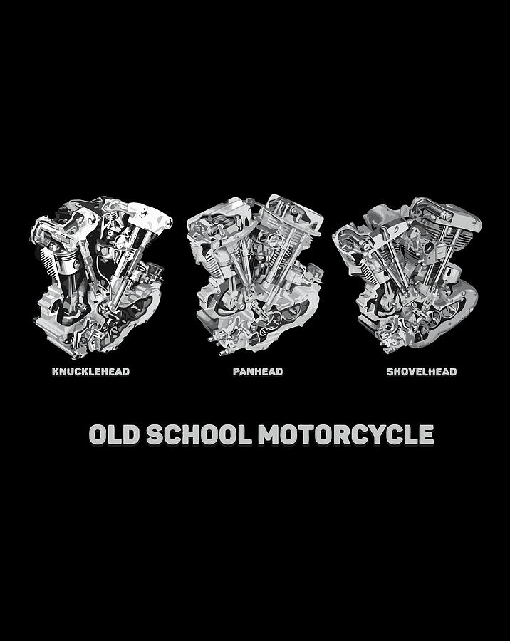 Shovelhead Knucklehead Panhead Vtwin Hd Biker Old School Drawing by Tintin Bjorklund