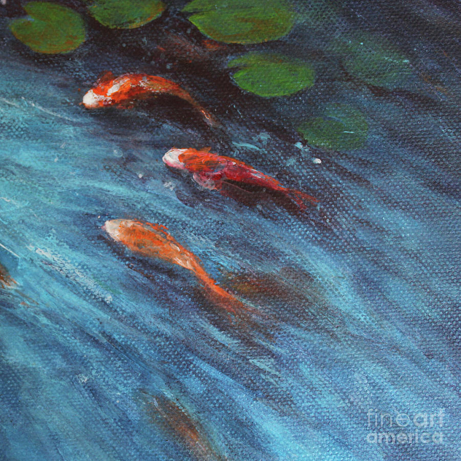 Showa Koi and Lily Pad  Painting by Jane See