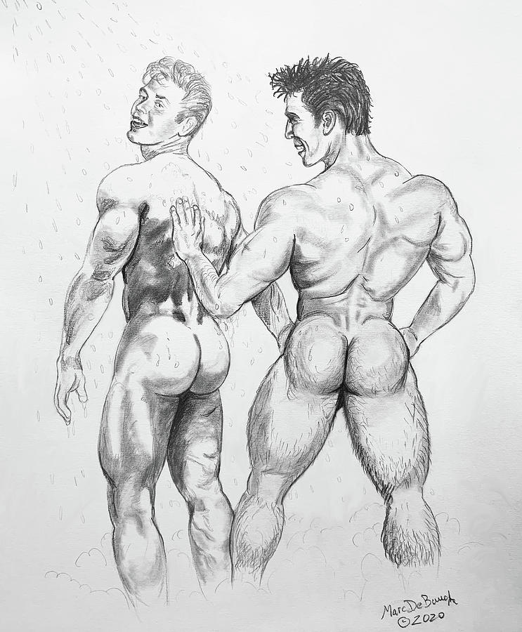 Shower Buddies Drawing by Marc DeBauch