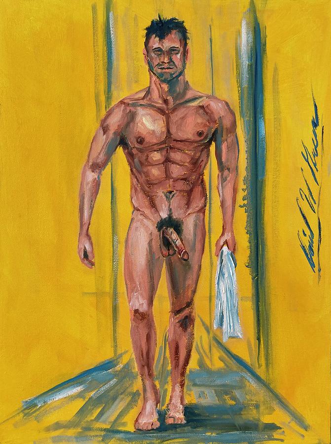 Nude Painting - Shower time by Daniel W Green