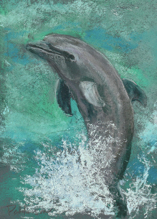 Dolphin Pastel - Showing Off by David Patterson