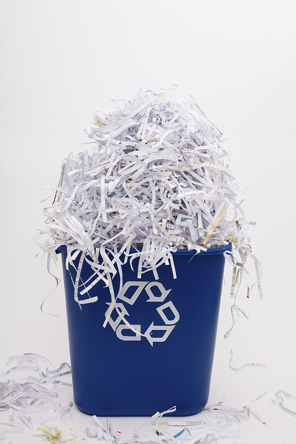 Shredded paper in a recycle bin Photograph by Diane Macdonald