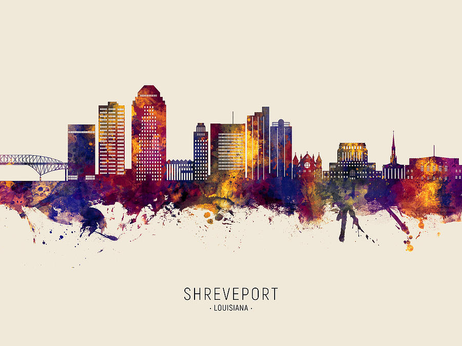Shreveport Louisiana Skyline #17 Digital Art by Michael Tompsett